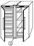 50mm 50mm ES INSTALLAZIONE DI DUE APPARECCHI Se si installano il congelatore 1 e il frigorifero 2 insieme, posizionare il congelatore a sinistra e il frigorifero a destra (come mostrato in figura).