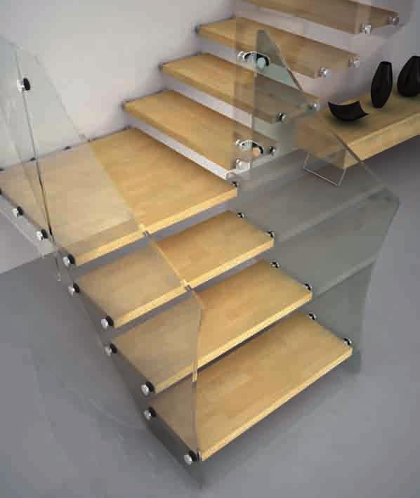 AKURA XR scale con il vetro glass staircases glass se ries Scala con gradini in rovere lamellare