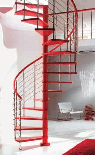 DIABLE RED LINE Scale a chiocciola Spiral staircases Gradini, corrimano e distanziali in legno di faggio 350 rosso