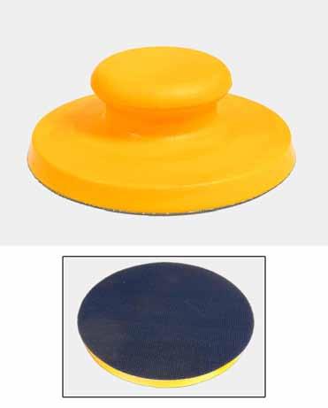 Tassello rotondo flessibile 150 mm Tassello flessibile in schiuma poliuretanica, forma rotonda diametro 150 mm, attacco velcrato ed impugnatura a pomolo.