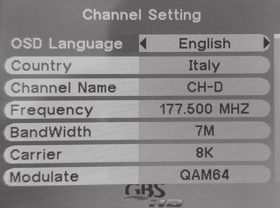 English 3. THE MENU OSD INSTRUCTION Modulator will initialize to the main interface after power on, and press OK into the main menu.
