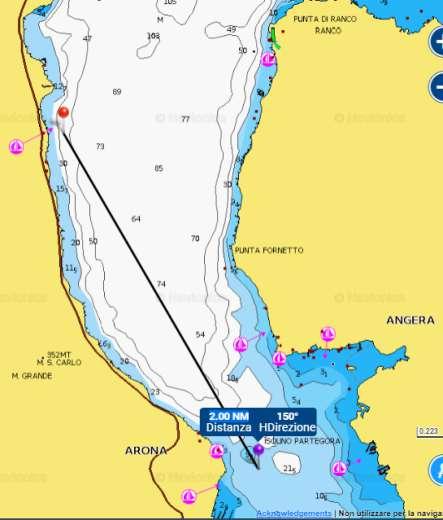 Navigazione da Meina ad Arona Rotta: 150 / Distanza: 2 M