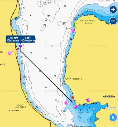 Navigazione da Angera a Meina Rotta: 315 / Distanza: 1,5 M