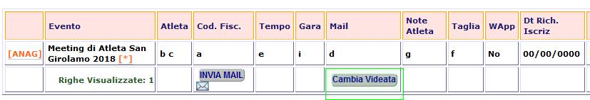 Iscrizione di un atleta all evento mediante segreteria Puoi iscrivere tu direttamente gli Atleti all evento; premi il pulsante Cambia Videata posto in fondo all elenco che comparirà dopo aver scelto