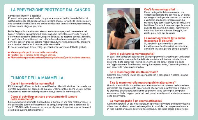 Campagna di sensibilizzazione allo screening per la prevenzione del cancro al seno, della cervice