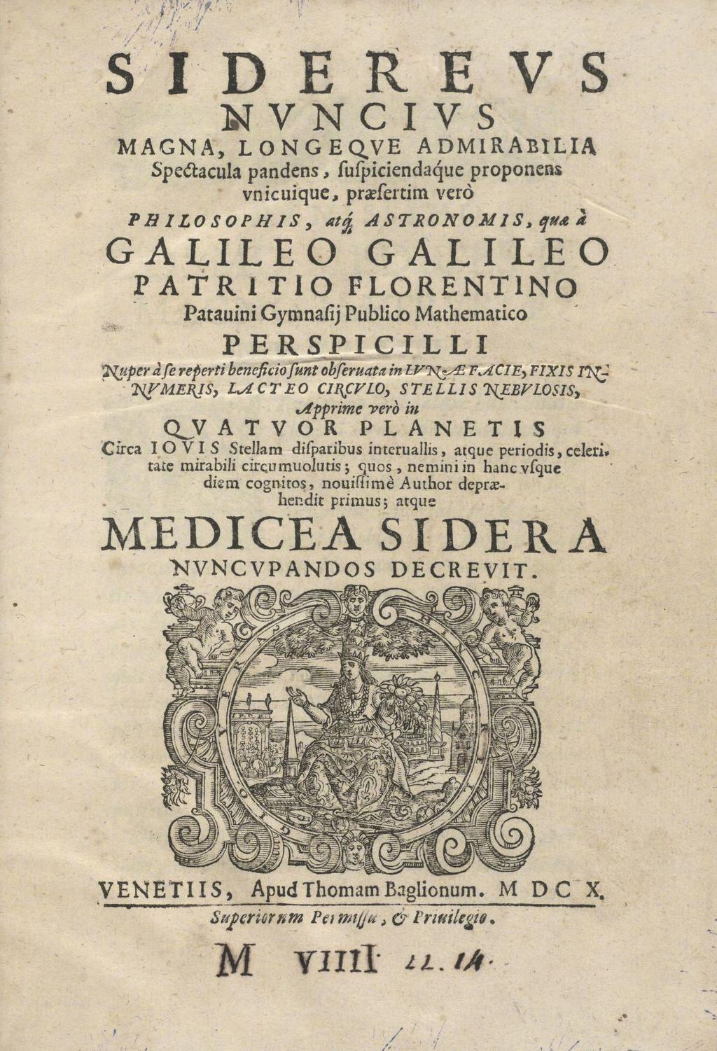 Pubblica il libro Sidereus Nuncius