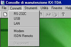 3.3 Installazione della Consolle di manutenzione KX-TDA KX-TDA100/KX-TDA200 1. Collegare il PC all IP-PBX ibrido utilizzando un cavo USB. 2. Avviare la Consolle di manutenzione KX- TDA dal menu Start.