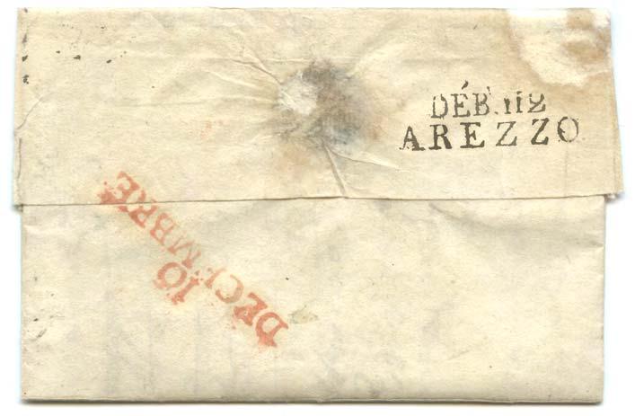 da Arezzo a Cortona: 25 agosto 1843 tassa di 2 crazie DÉBOURSÉ DÉB è l abbreviazione di déboursé, è il bollo di scarico contabile impresso dopo aver accertato