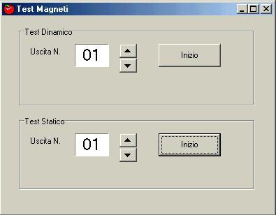 Test Magneti Anche questa funzione è divisa in due procedure Statica A macchina ferma. Con i pulsanti Su e Giù di fianco al numero, selezionare l uscita e ciccare su Inizio.