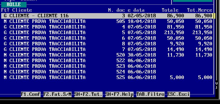 Per spuntare un documento per volta digitare il tasto F2 Per