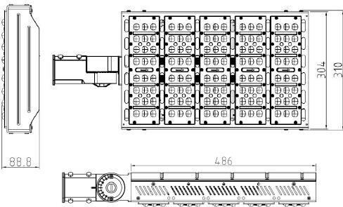 LS 300w serie M Foto indicativa non pertinente alla scheda tecnica sottostante Product SL300wM Nominal Wattage 300w LED Working Current 750mA Number of Modules 5 Input Voltage 100-240V /277V AC 50