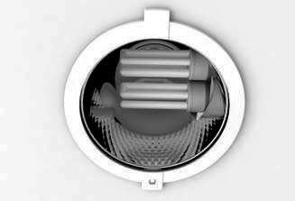 Grazie ad un gruppo lampada flottante su 3 posizioni si possono alloggiare lampade fluorescenti compatte di diverse dimensioni e potenze, mantenendo il