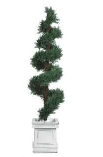 ,0 ALBERO A SPIRALE VERDE CON VASO IN LEGNO BIANCO