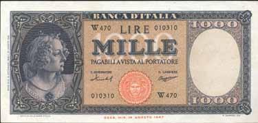 000 Lire - Medusa 15/09/1959 - Alfa 698; Lireuro 54D - Menichella/ Boggione - Piega verticale bello SPL 65 3904 1.