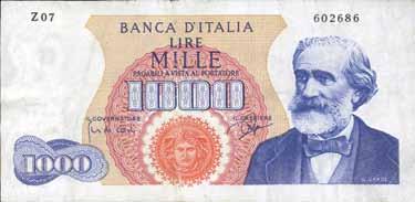 000 Lire - Verdi 1 tipo 14/07/1962 - Alfa 710; Lireuro 55A - Carli/ Ripa - Lievi ondulazioni FDS 30 3914 1.