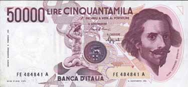 000 Lire - Bernini 1 tipo 25/01/1990 - Alfa 904; Lireuro 80D - Ciampi/Speziali - Pieghe e macchiolina bello