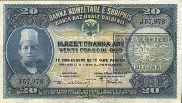 4015 Banca Nazionale d Albania - Protettorato (1926) 5 Franchi Oro 1926 - Gav.