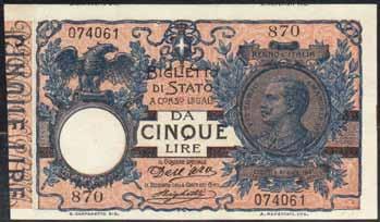 - Dell Ara/Righetti FDS 150 3814 5 Lire 10/09/1923 - Serie 4751-6000 - Alfa 56; Lireuro 12F - Maltese/