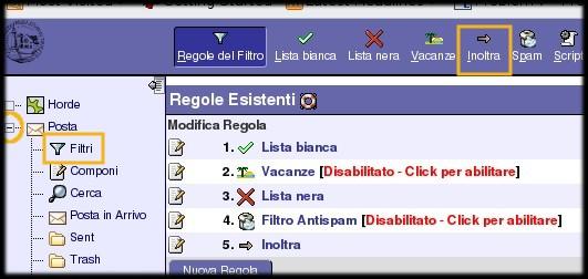 Fare Click su Salva Redirigere una mail mantenendo una copia del messaggio sul server 1. 2. 3.