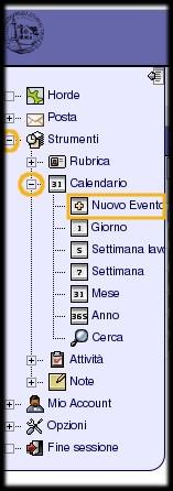 d/m/y H:i 5/18 Horde 2. 3. Espandere il menu Calendario facendo click sul + Fare click su Nuovo Evento 4.