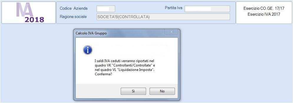 5. CG Calcolo IVA Gruppo La funzione CG Calcolo IVA Gruppo opera in modo distinto per ciascuna Controllata e poi per la Controllante (sulla quale va eseguita per ultima) ed agisce esclusivamente sul