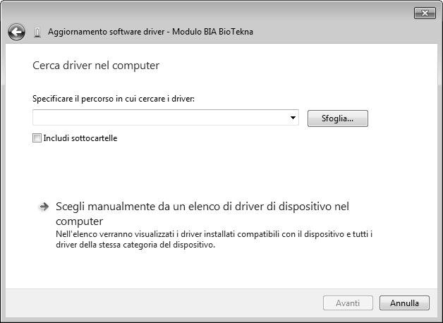 Aggiornamento del driver (necessario per sistemi BIA-ACC 2.7 o antecedenti) - Windows 7 (32 e 64 bit) 9) All'interno della nuova finestra, care sulla voce Cerca il software del driver nel computer.