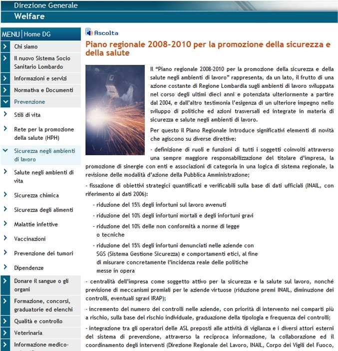 STORIA ed EVOLUZIONE DEGLI INDIRIZZI REGIONALI PER L ESPOSIZIONE