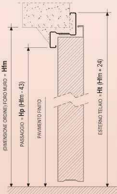 ripiegabili e fori per tasselli, due cerniere a molla e due portanti, ante spessore totale 53 mm (REI 60) o 63 mm (REI 120) in doppia lamiera di acciaio zincata preverniciata RAL 7035 con pelabile,