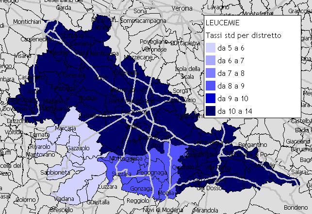 La tabella sottostante mostra come il rischio di ammalare (1 caso sul valore contenuto in ogni singola cella) aumenti fino a 5/6 volte passando