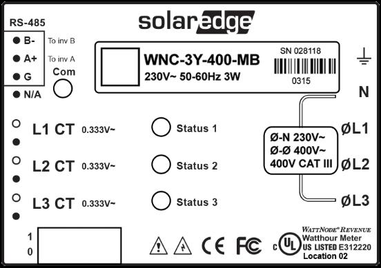Contatore SolarEdge cablaggio CA Installare il contatore nel punto di consegna alla rete Terra