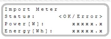 Verifica della Comunicazione con il contatore Premere e rilasciare il tasto LCD verde sul fondo dell inverter fino a raggiungere la videata di stato Import Meter Spegnere l inverter portando il