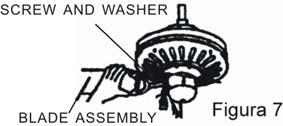 BLADE ASSEMBLY AND INSTALLATION 1. Mount the blade brackets to the fan blades using the blade screws and washers provided. See Fig.6. Make sure all blade screws are tightened securely. 2.