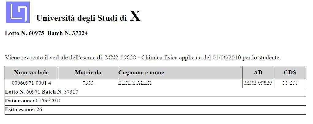 Il sistema genererà il verbale di revoca: Anche il verbale di Revoca è equivalente ai