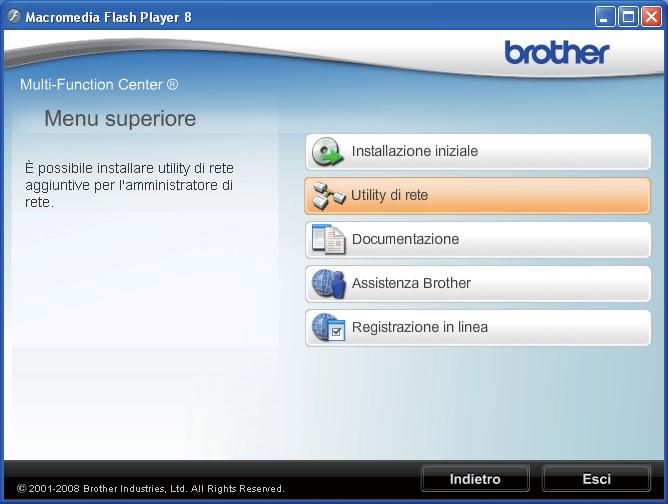Per utenti in rete Utilità BRAdmin Light (Per utenti Windows ) BRAdmin Light è un progrmm di utilità per l impostzione inizile dei dispositivi Brother collegti in rete.