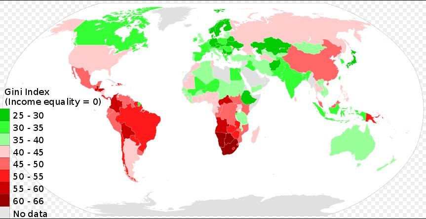 Countries' income inequality (2014)