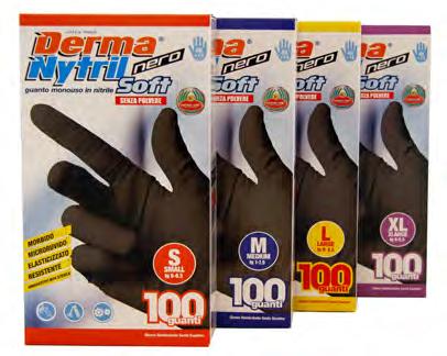 MEDICAZIONE Emergency Medical Systems Guanti monouso in nitrile, di protezione, senza polvere, non sterili, da esaminazione Ipoallergenico: latex free Di colore nero, ambidestri con polsino