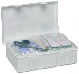 MEDICAZIONE Kit completi medicazione DIN13164 Emergency Medical Systems Valigetta in plastica a norma DIN 13164, contenente: 8 fasciature adesive cm. 10x6 1 rotolo cerotto m. 5x2,5 cm.