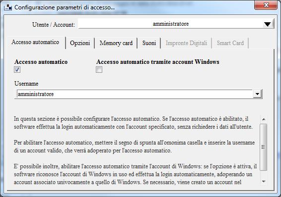 Per abilitare l accesso automatico, inserire il