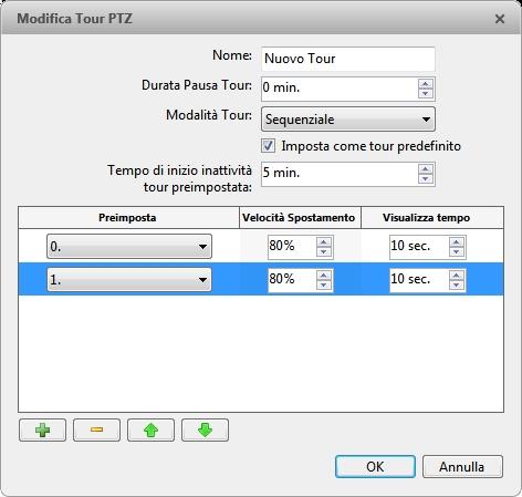 Figura 8: La finestra di dialogo Modifica Tour PTZ 3. Nella finestra di dialogo Modifica Tour PTZ, assegnare un nome al tour. 4.