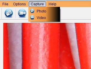 1 2 3 Cattura una foto o un filmato in qualsiasi momento quando si utilizza il microscopio, utilizzare le icone o il menu a discesa all interno del software Micro Capture Plus.