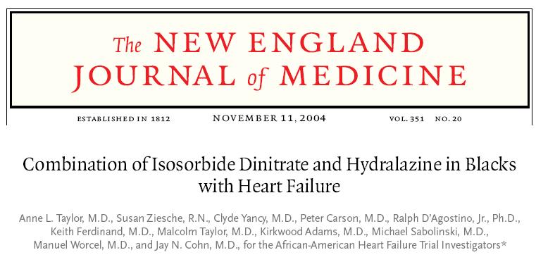 BI-DIL conclusions The addition of a fixed dose of isosorbide dinitrate plus hydralazine to standard therapy for heart failure including