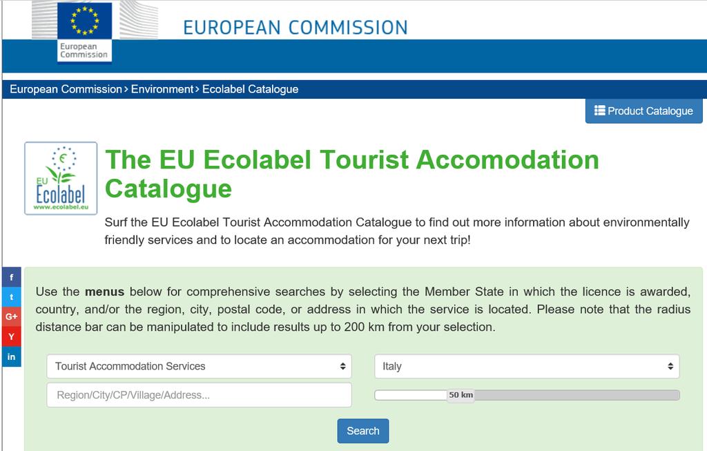 Catalogo europeo dei servizi turistici (strutture alberghiere e campeggi) Il catalogo della CE (http://ec.europa.