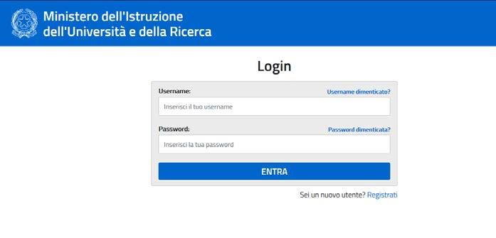 Il sistema propone una pagina in cui inserire le proprie credenziali di accesso del portale.