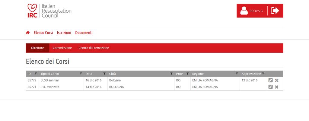 Data approvazione corso (automatica per i corsi base) Per