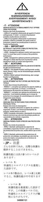 performance wear leather fabric helmets gloves safety Istruzioni per comprendere la marcatura / Labels and marks explained Un esempio tratto dalla tuta Ducati Corse C2 / Example shows Ducati Corse C2