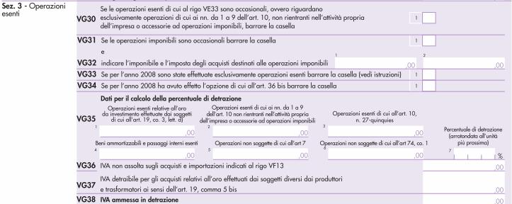 Andrà, innanzitutto, barrata la casella 3 dedicata al metodo utilizzato per la determinazione dell Iva ammessa in detrazione, che rimanda alla compilazione della Sezione 3 del quadro VG.