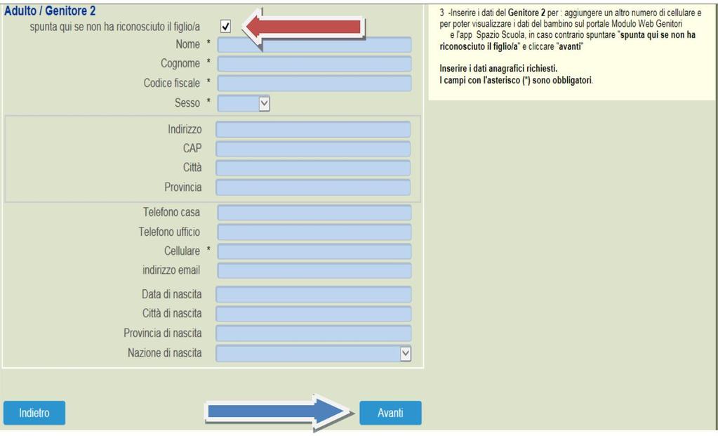 Immettere i dati del secondo genitore.