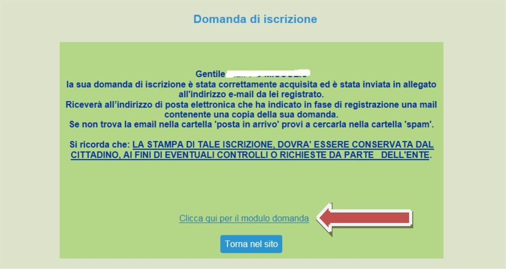 (freccia rossa) Procedere con la stampa della ricevuta.