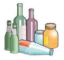 VETRO COSA bottiglie, vasetti, frammenti ed altri oggetti in vetro COME bottiglie e