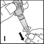 Non usare soluzioni contenenti particelle visibili o che siano torbide. 11. Afferrare il flaconcino all estremità situata sopra l adattatore per flaconcino e la siringa (I).